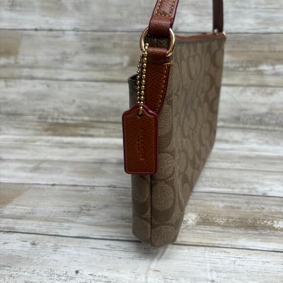 Coach Purse Signature East West Pop Crossbody Bag F52657 Brown Gold - Picture 8 of 16